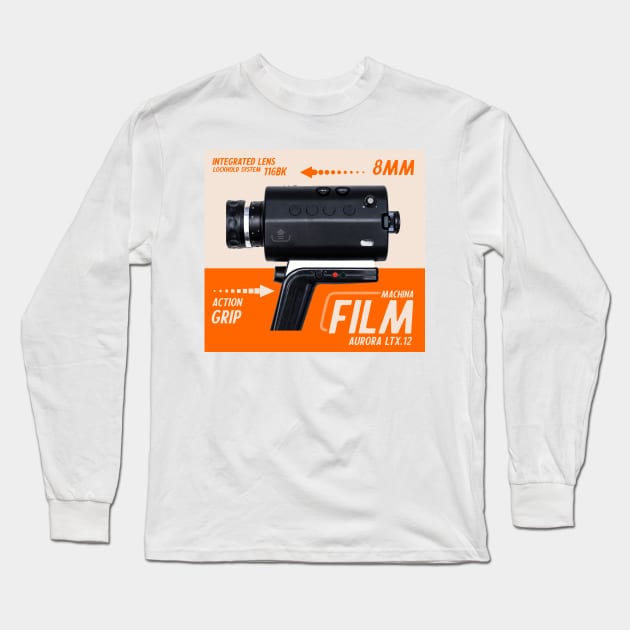 Vintage retro cinema 8mm camera poster ad Long Sleeve T-Shirt by SpaceWiz95